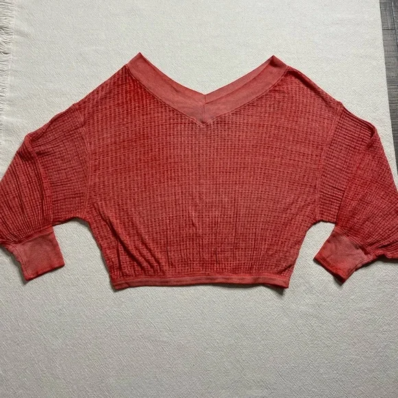 Free‎ People Southside Thermal Waffle Long Sleeve Top S - Picture 2 of 5